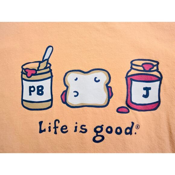 Life is Good Kids XL Peanut Butter & Jelly Orange Crusher Tee 100% Cotton - Picture 2 of 3